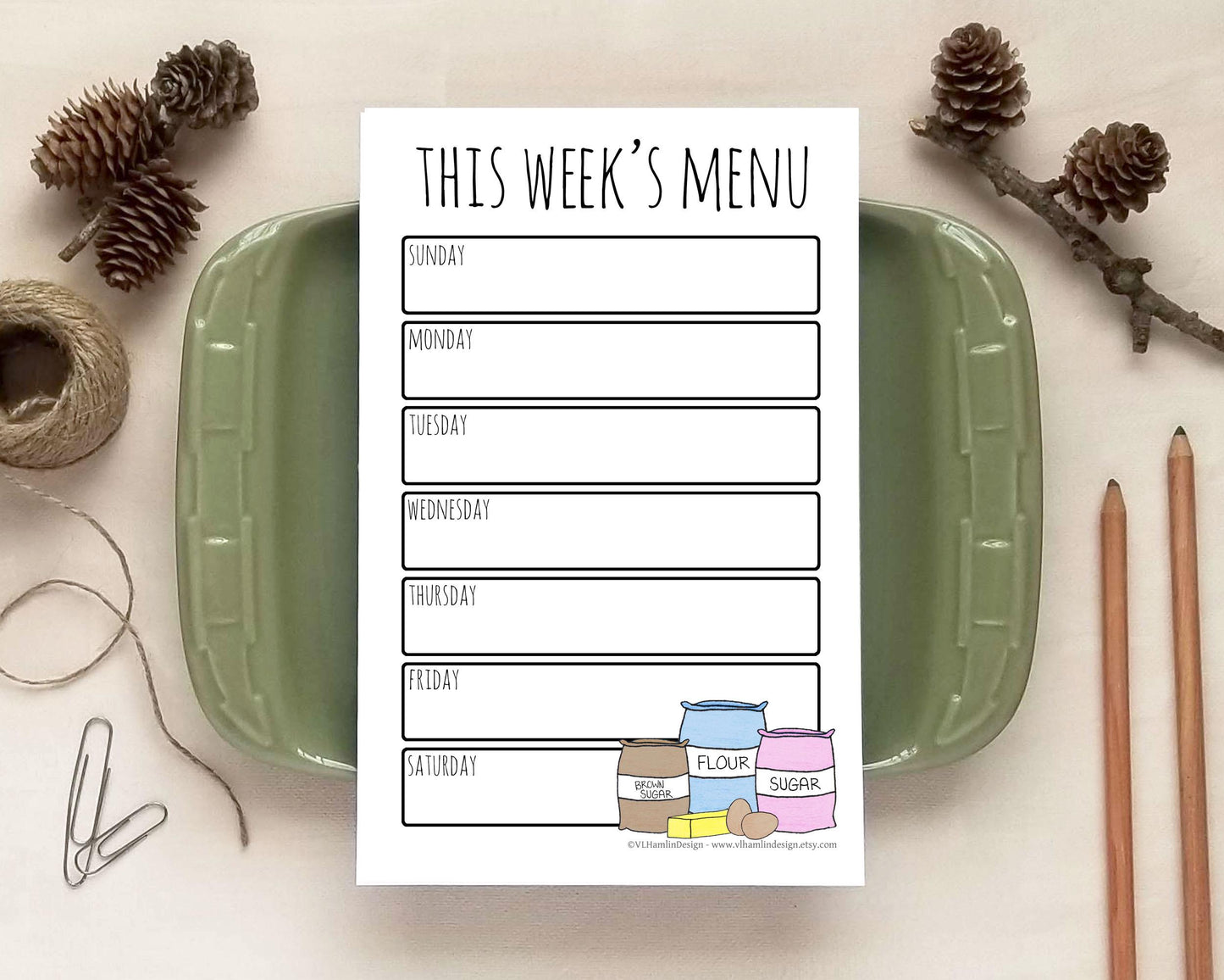 Weekly Menu Planner Notepad - Essential Kitchen Plan