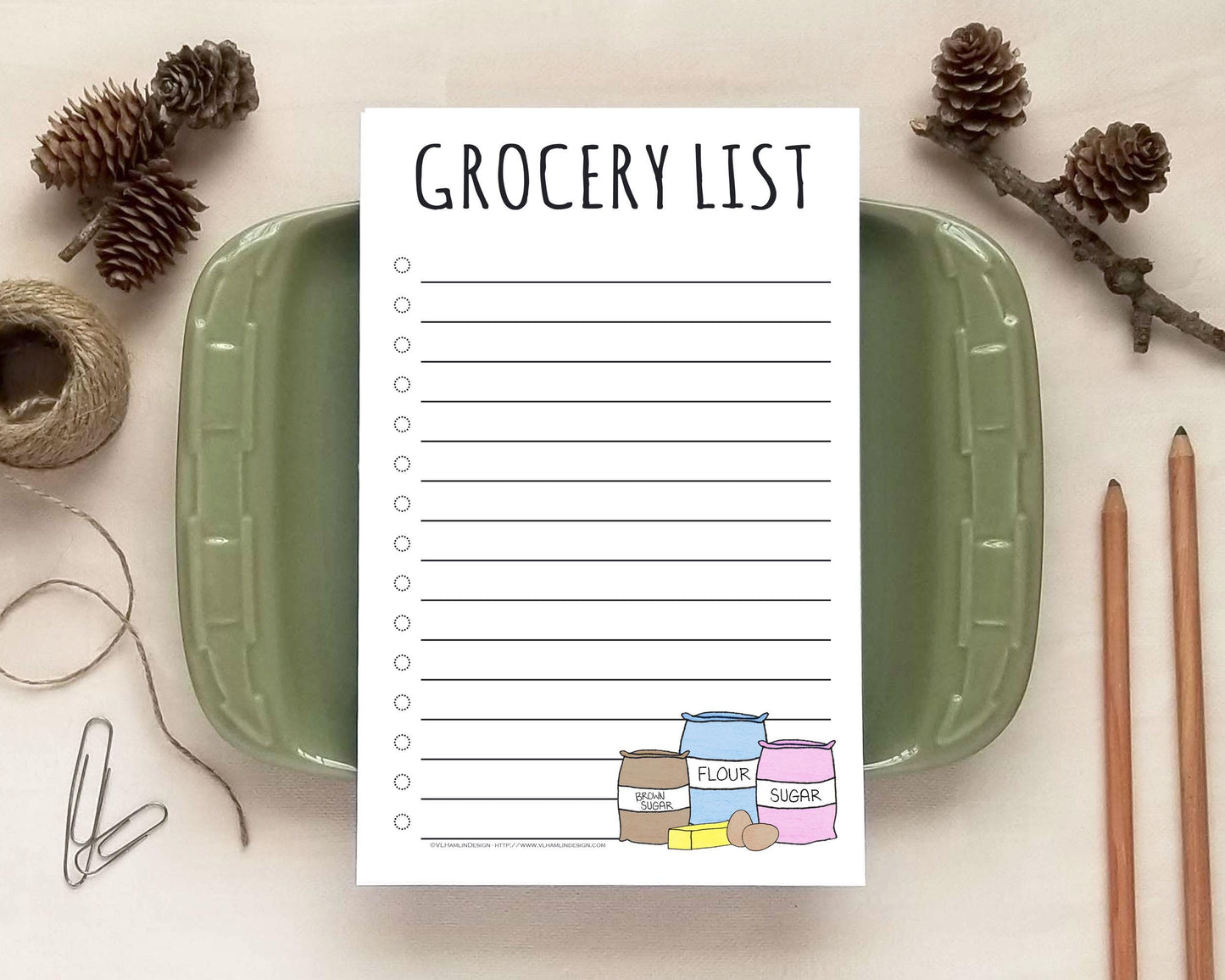 Essentials Grocery List Notepad - Groceries Checklist