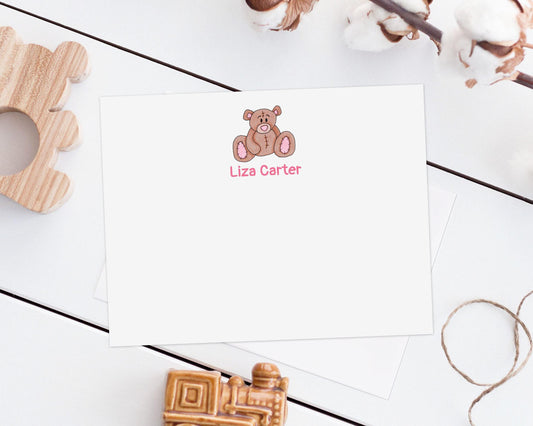 Teddy Bear Note Cards - Personalized Stationery for Kids