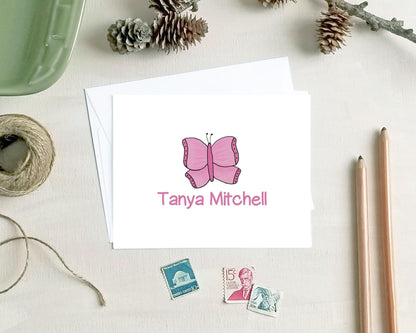 Butterfly Note Cards - Personalized Stationery for Girls