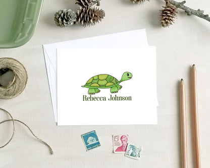 Turtle Note Cards - Personalized Stationery for Kids