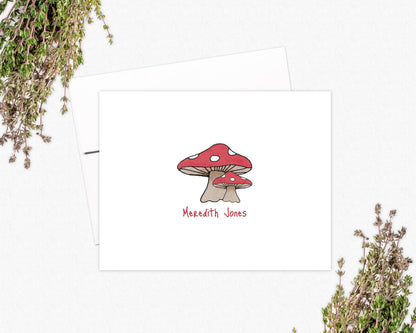 Mushroom Note Cards - Personalized Stationery Gifts for Women