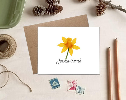 Daffodil Note Cards - Personalized Stationery Gifts for Mom Grandma Friend