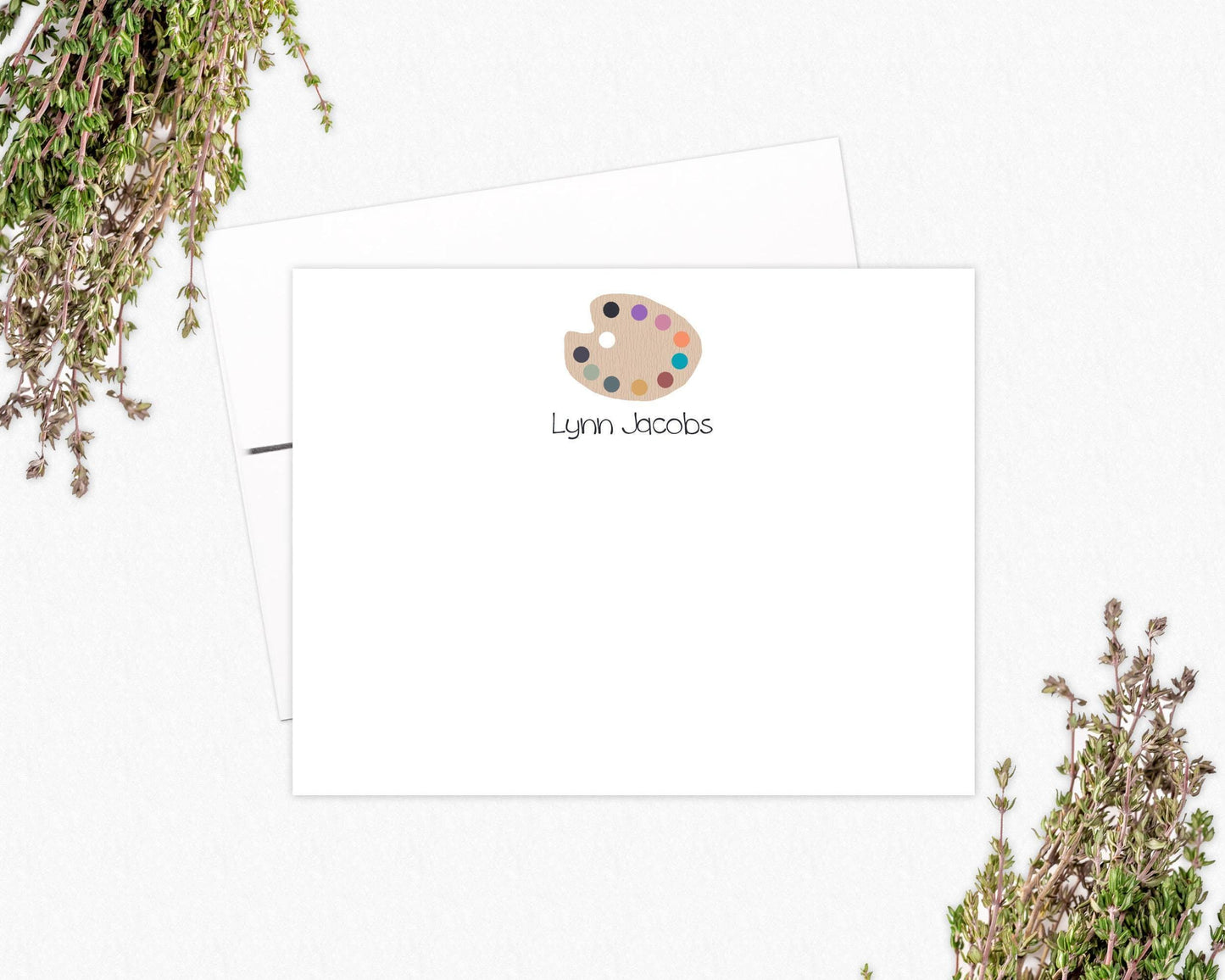 Artist Gift - Paint Palette Stationery - Personalized Note Cards for Art Teachers or Artists