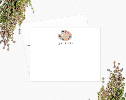 Artist Gift - Paint Palette Stationery - Personalized Note Cards for Art Teachers or Artists