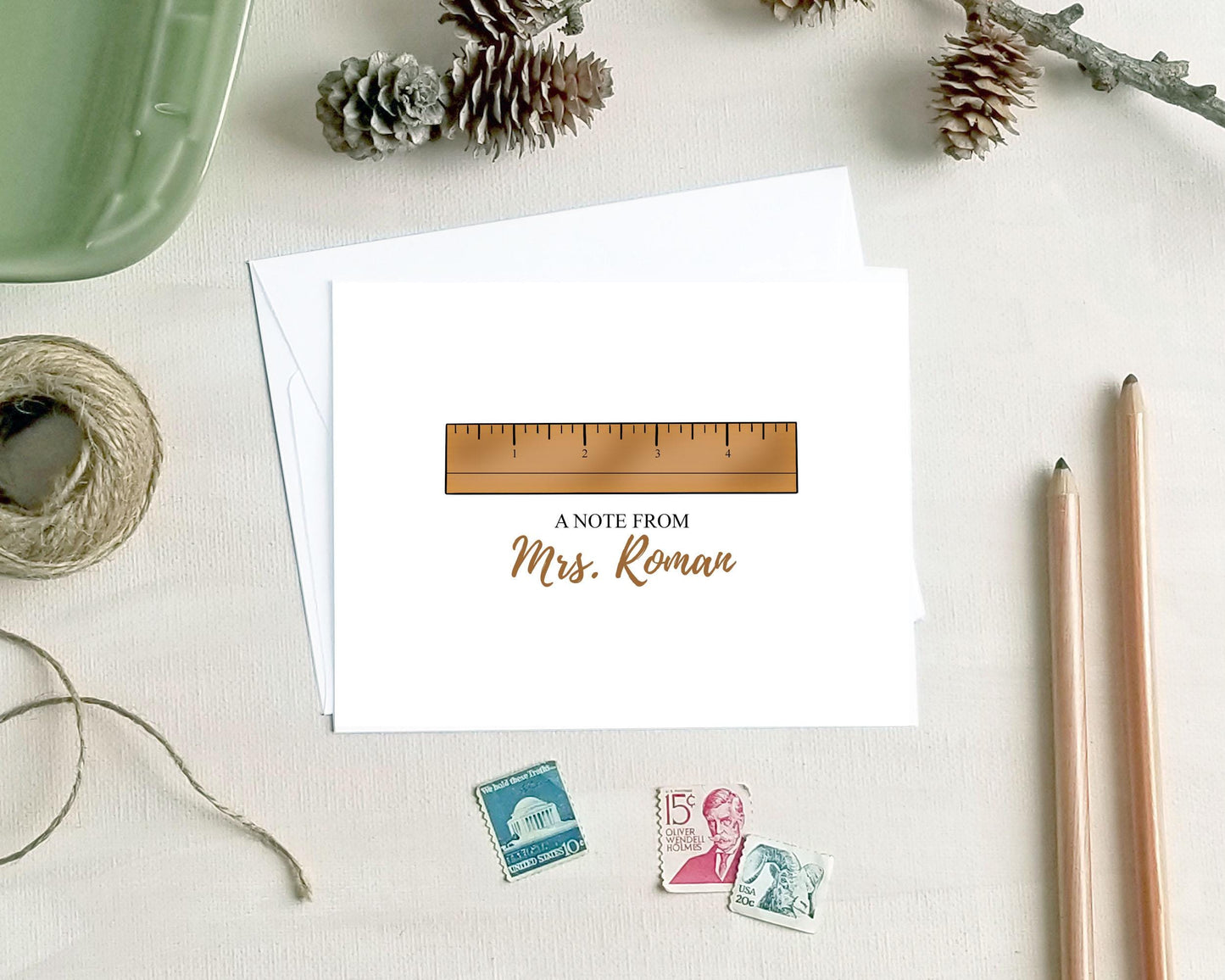 Ruler Note Cards - Teacher Gift - Personalized Teacher Stationery