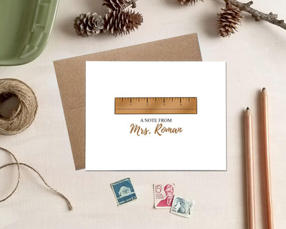 Ruler Note Cards - Teacher Gift - Personalized Teacher Stationery