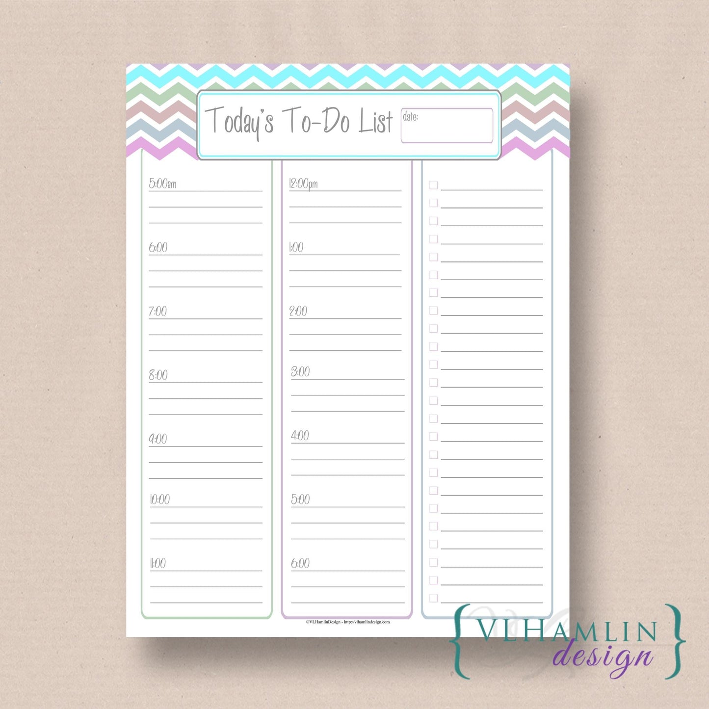 Today's To Do List Planner Notepad - Pastel Chevron