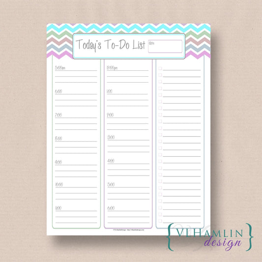 Today's To Do List Planner Notepad - Pastel Chevron