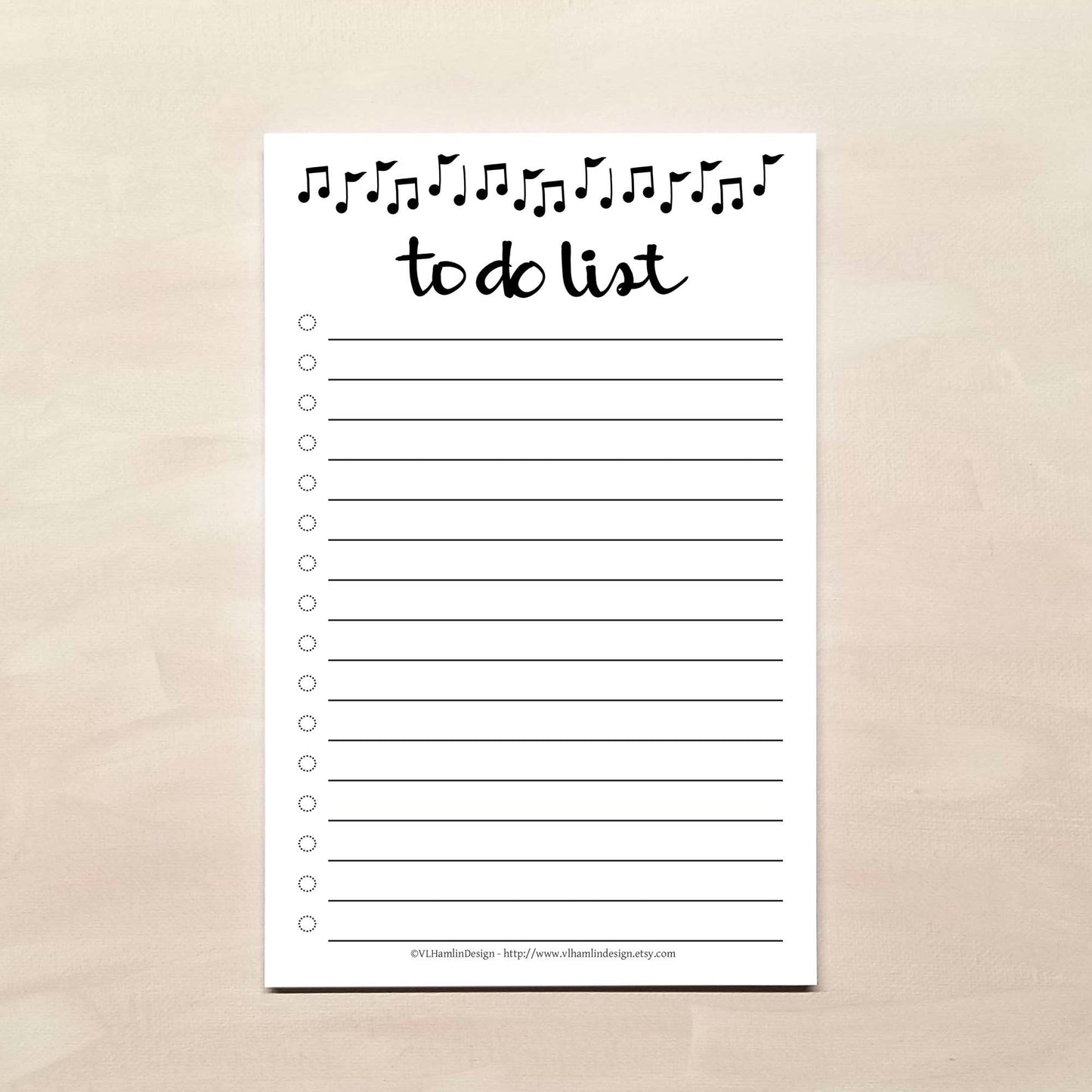 Music Notes To Do List - Daily Planner Notepad - Musical Task Checklist
