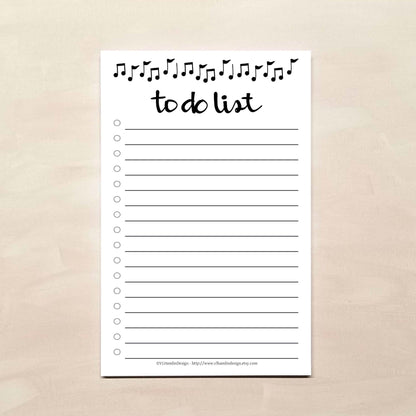 Music Notes To Do List - Daily Planner Notepad - Musical Task Checklist