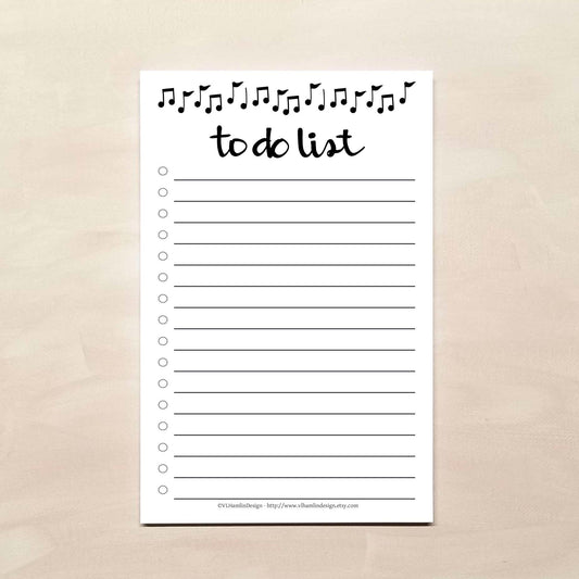 Music Notes To Do List - Daily Planner Notepad - Musical Task Checklist