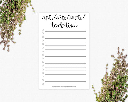Music Notes To Do List - Daily Planner Notepad - Musical Task Checklist