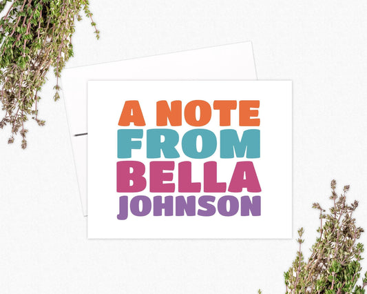 Personalized Note Card Set: Colorful Stationery Gift