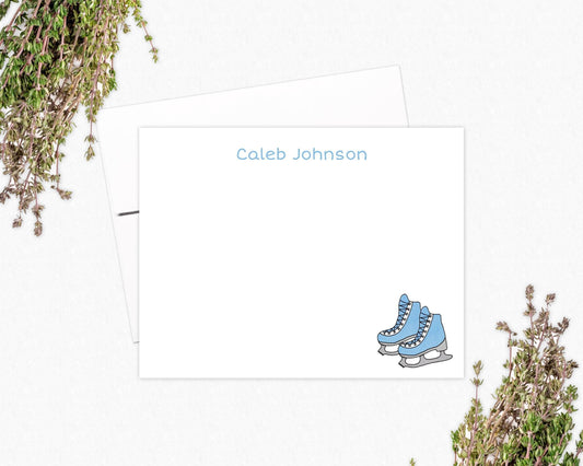 Ice Skates Note Card Set - Personalized Stationery - Skating Gift
