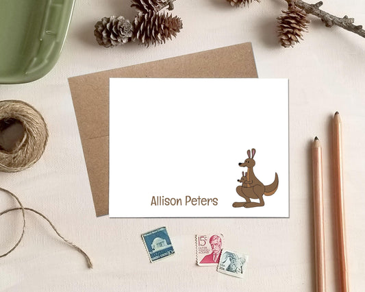Personalized Kangaroo Note Cards: Stationery