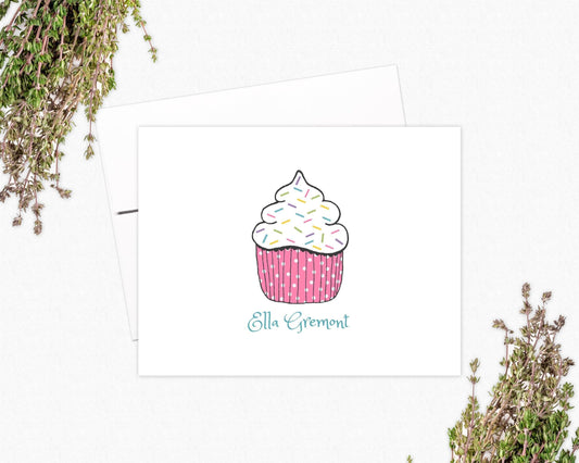 Personalized Cupcake Note Cards: Stationery