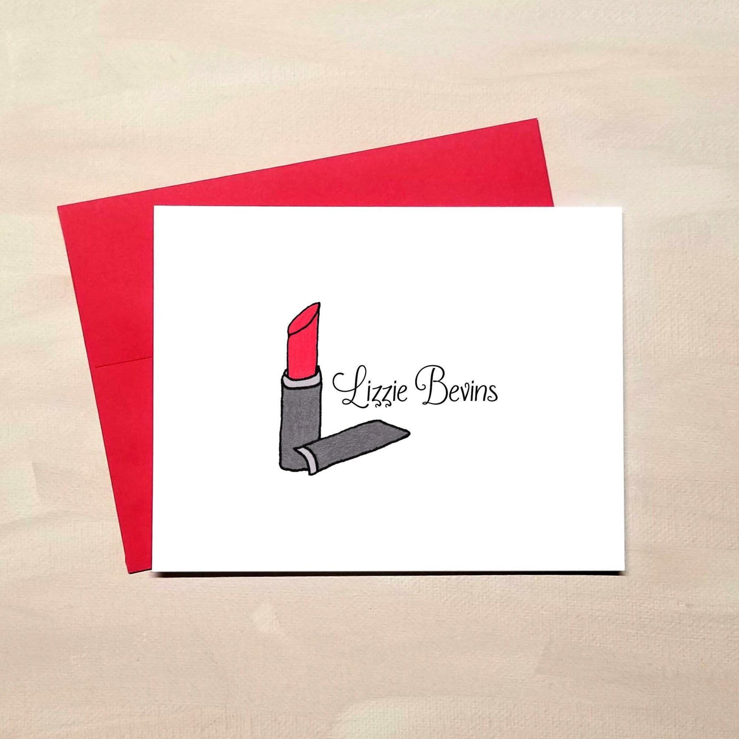 Lipstick Note Cards - Beauty Stationery - Personalized Gift for Beautician