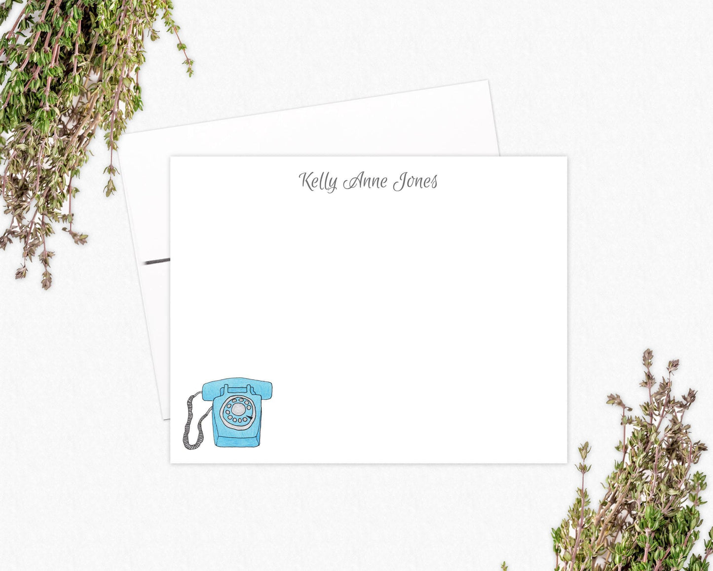 Personalized Stationery: Vintage Telephone Note Card Set