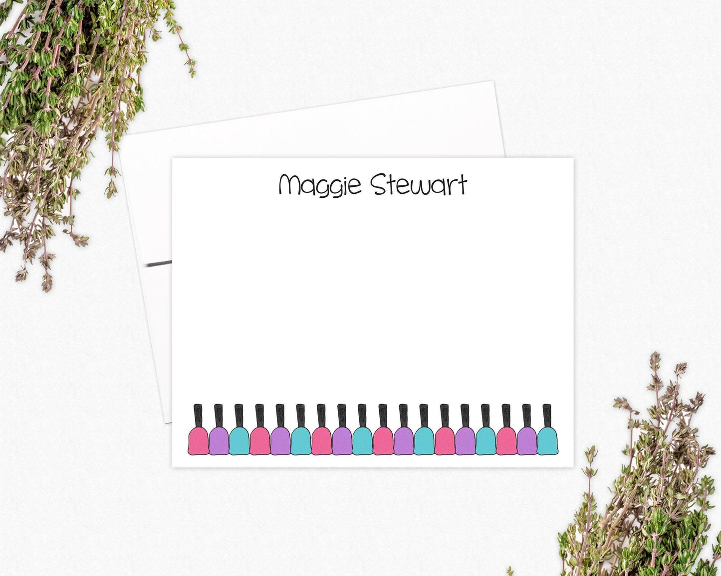 Personalized Nail Polish Note Card Set: Beautician Gift