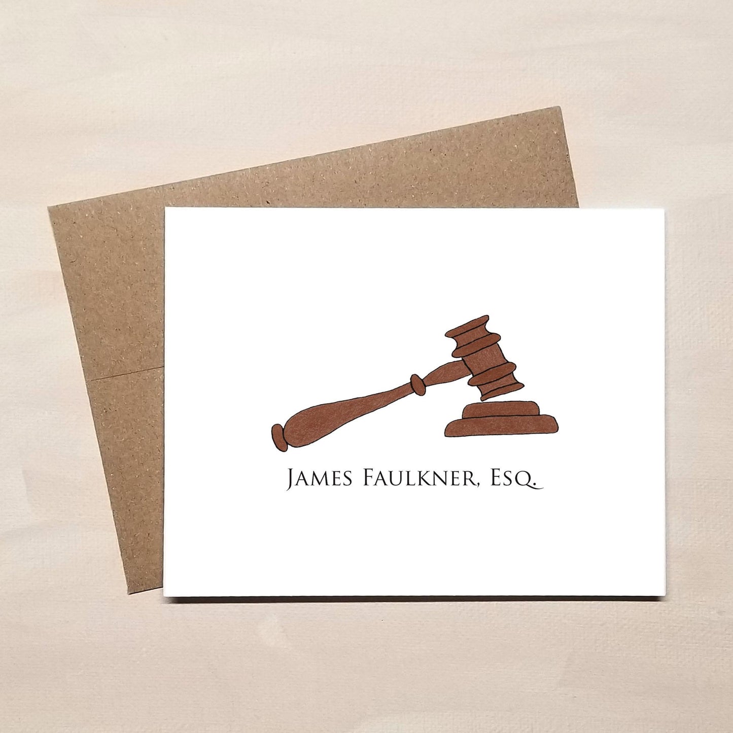 Gavel Note Cards for Judge - Personalized Lawyer Stationery Gifts