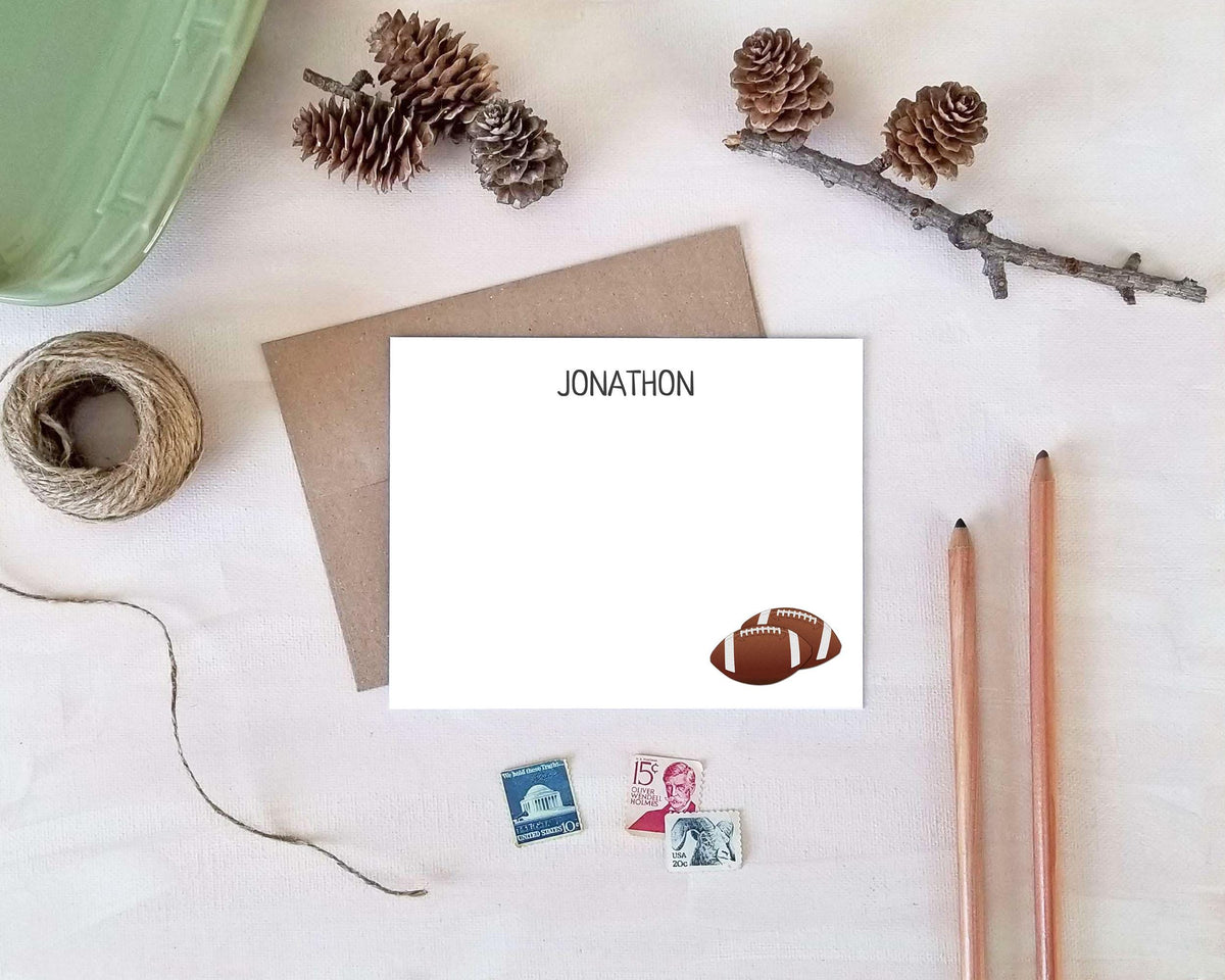 Football Stationery - Personalized Note Cards for Coach - Football Gift