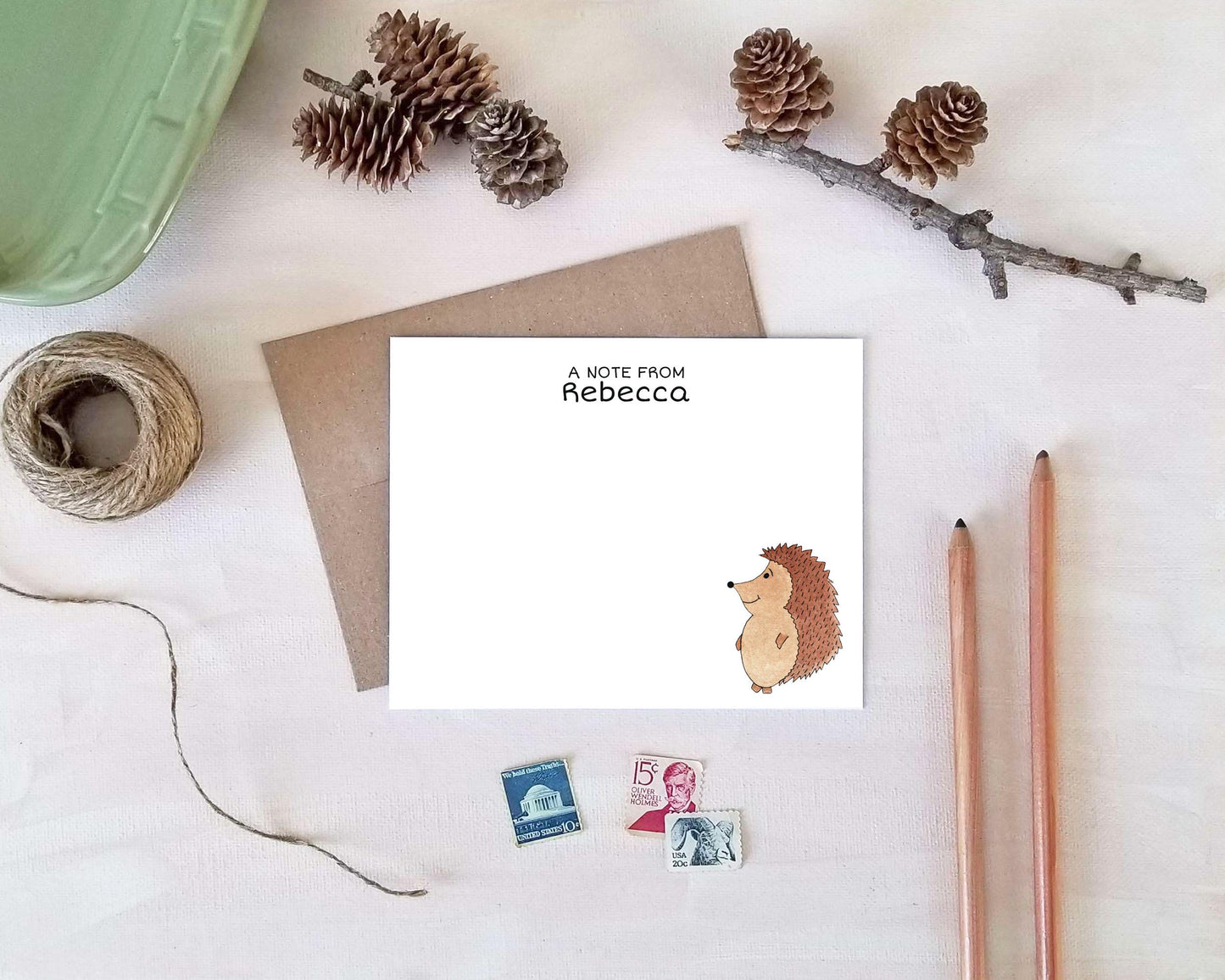 Hedgehog Note Cards - Personalized Hedgehog Stationery Gifts