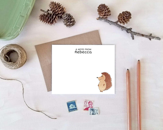 Hedgehog Note Cards - Personalized Hedgehog Stationery Gifts