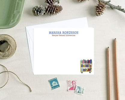 Librarian Gift - Personalized Note Cards - Book Rack Stationery