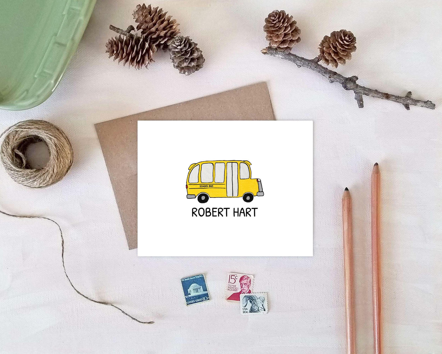 School Bus Driver Gift - Personalized Note Cards - Custom Stationery Gifts
