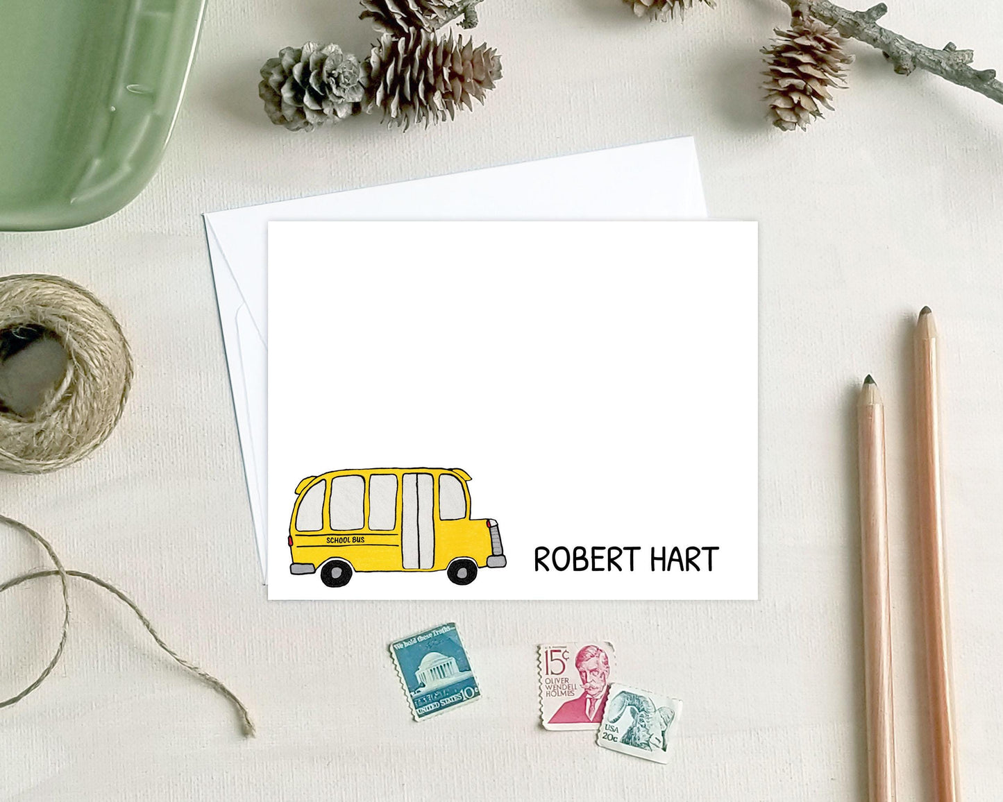 Personalized Note Cards - School Bus Driver Stationery Gifts