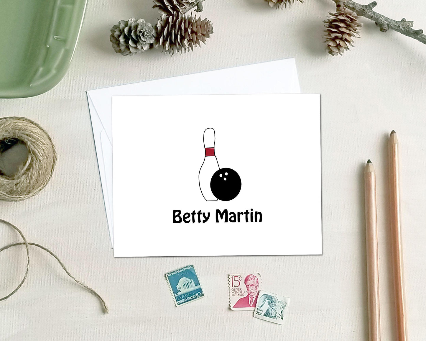 Personalized Stationery - Bowling Note Cards - Gifts for Bowlers