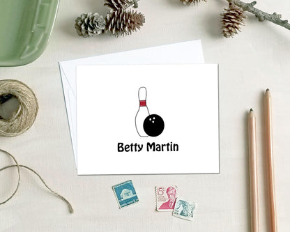 Personalized Stationery - Bowling Note Cards - Gifts for Bowlers