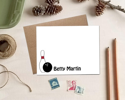 Personalized Note Cards - Bowling Stationery Gift