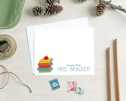 Teacher Appreciation Gifts - Apple & Books Stationery – Personalized Note Cards