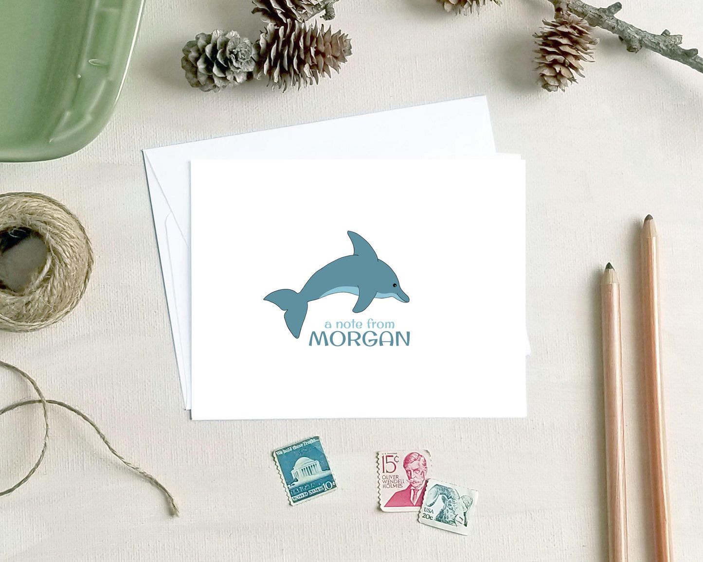 Personalized Dolphin Note Cards - Custom Stationery for Dolphin Lovers