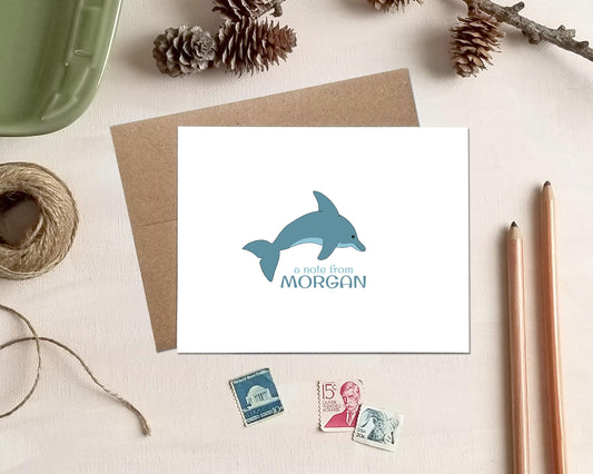 Personalized Dolphin Note Cards - Custom Stationery for Dolphin Lovers