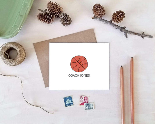 Basketball Note Cards - Personalized Stationery - Basketball Coach Gift