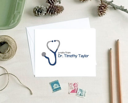 Personalized Note Cards - Stethoscope Medical Stationery Gifts for Doctors