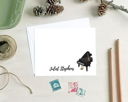 Personalized Note Cards - Grand Piano Music Stationery Gifts for Pianists