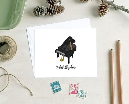 Piano Note Cards - Personalized Grand Piano Stationery - Pianist Gift