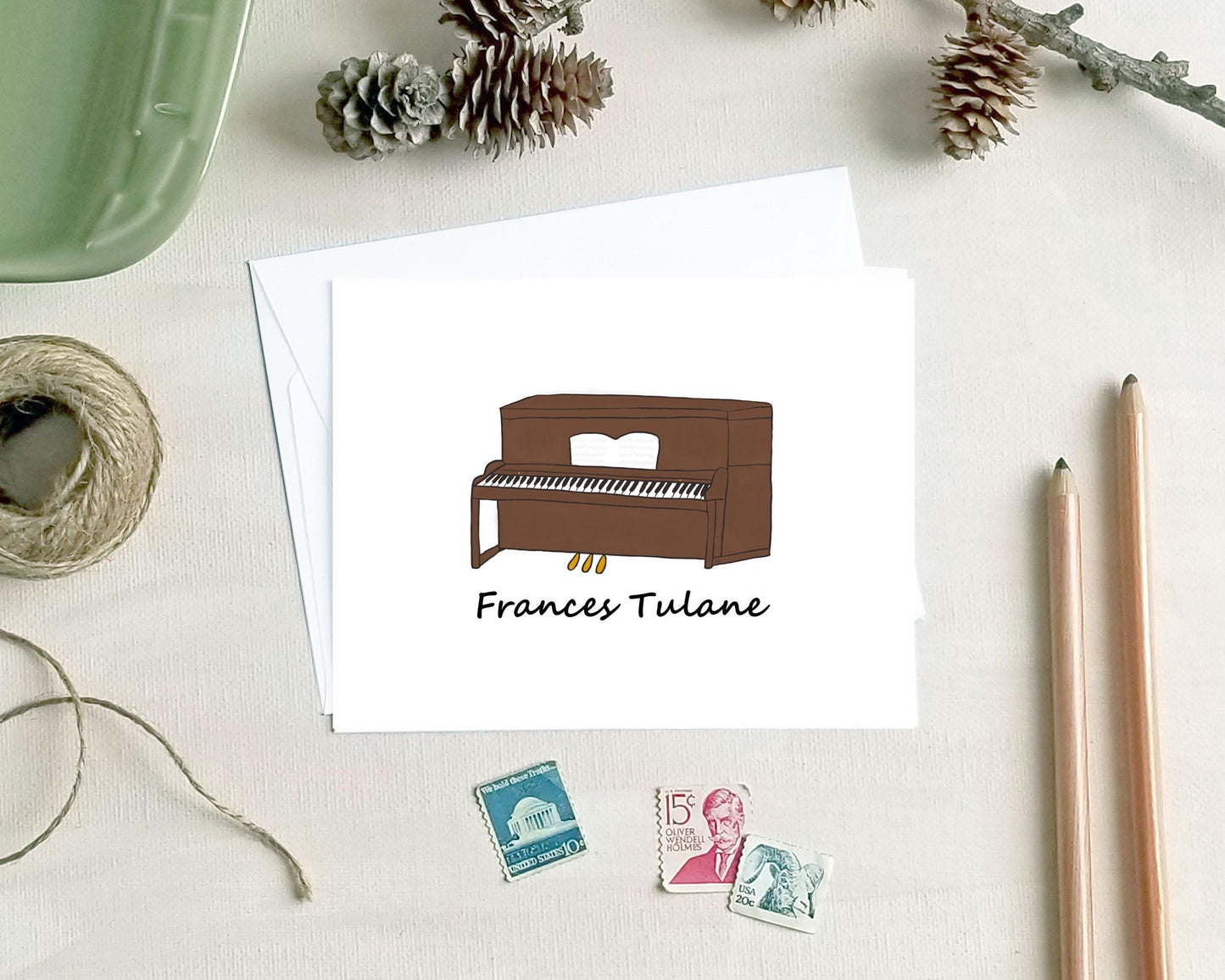 Piano Note Card - Personalized Stationery - Piano Gift