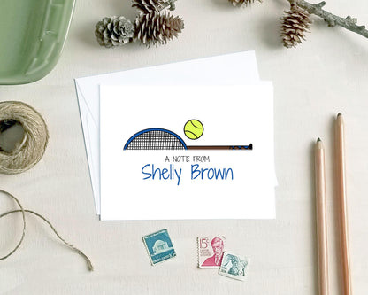 Personalized Note Cards - Blue Tennis Racquet Stationery Gift