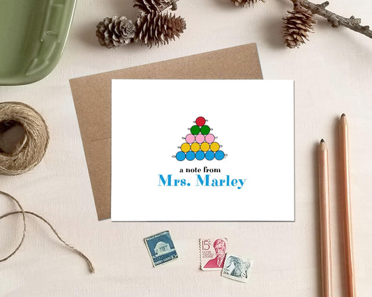 Teacher Gift - Personalized Note Cards - Counting Beads Stationery Gift