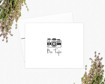 Camera Note Cards - Personalized Stationery - Gift for Photographer