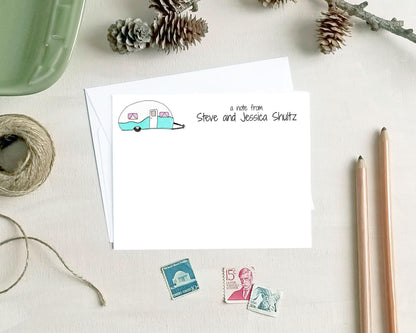 Personalized Gift for RVers - Vintage Camper Note Cards - Personalized RV Stationery Gifts