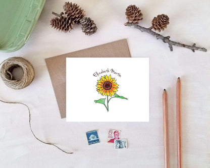 Personalized Note Cards - Sunflower Stationery Gifts for Mother's Day