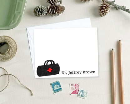Personalized Note Cards - Doctor Bag Stationery Gifts for Doctors Nurses EMTs Paramedics