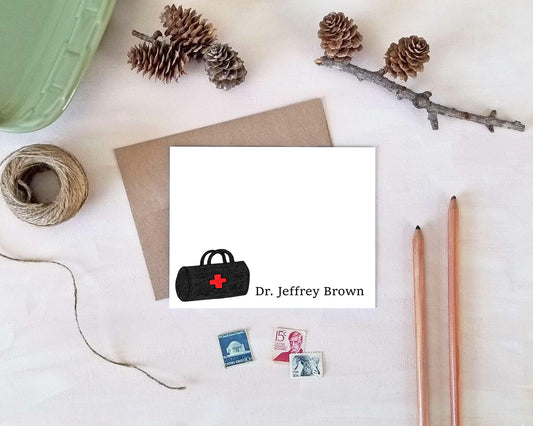 Personalized Note Cards - Doctor Bag Stationery Gifts for Doctors Nurses EMTs Paramedics