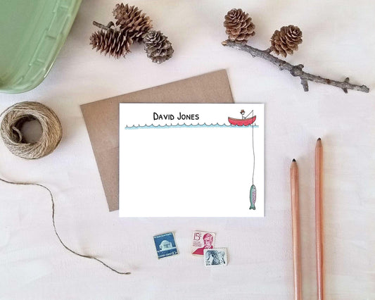 Personalized Note Cards - Fishing Stationery Gifts for Fisherman